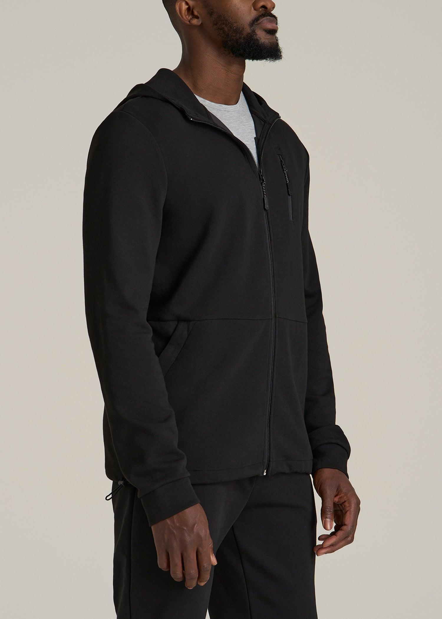 Tall Men's Tech-Knit Long Track Jacket in Black Product Image