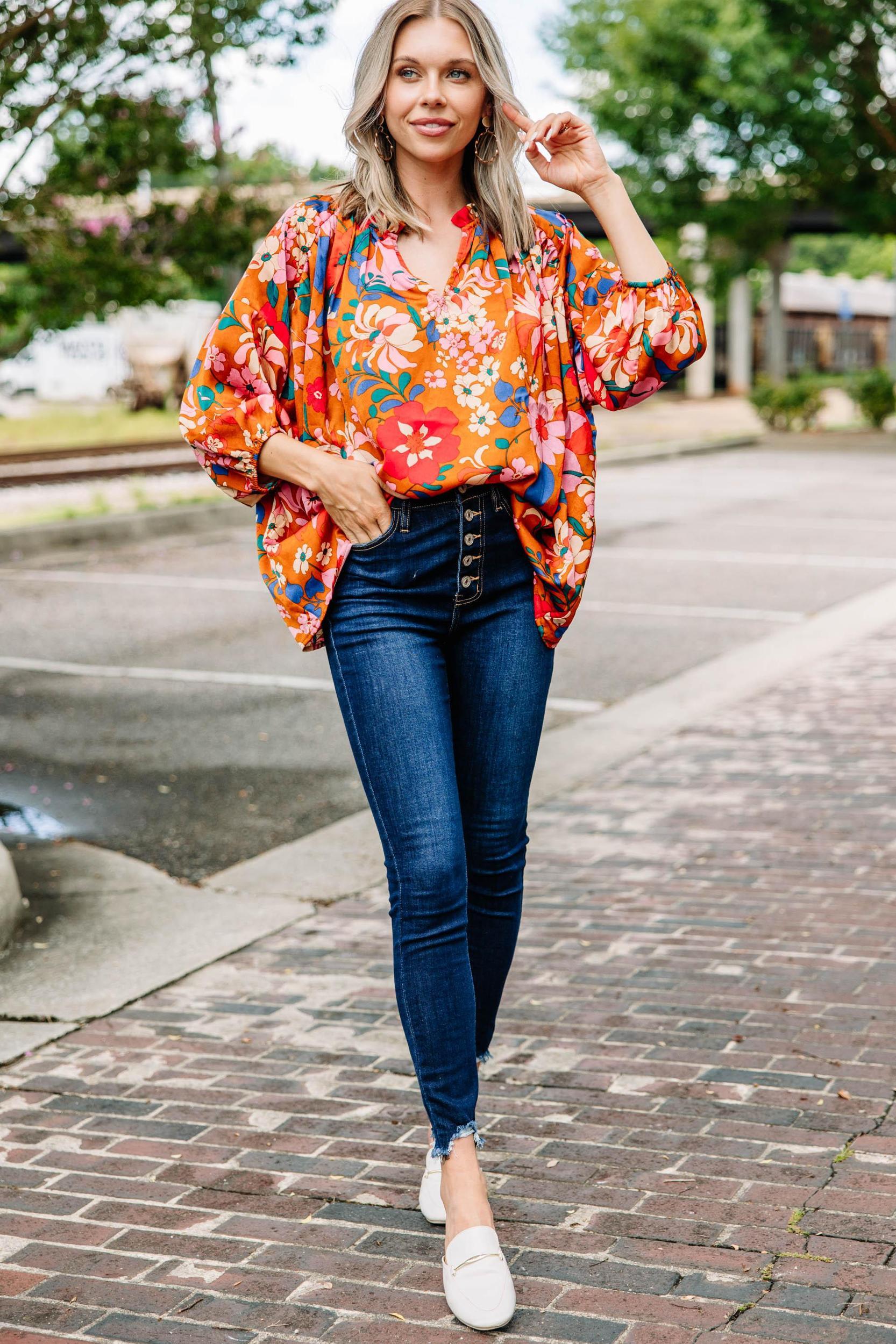 All The Love Camel Yellow Floral Blouse Female Product Image