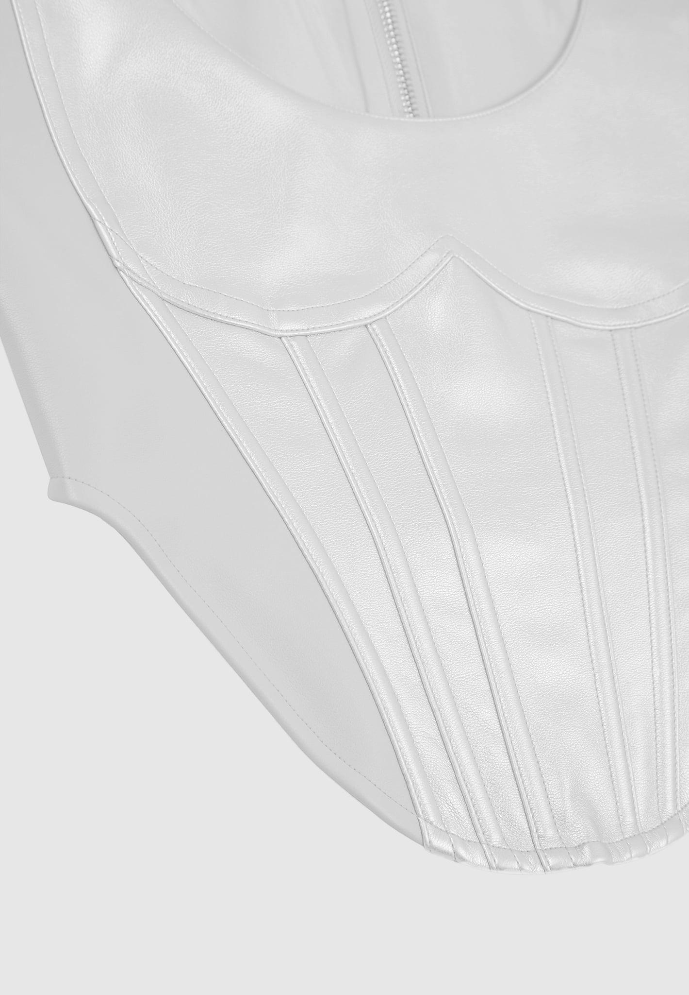 Leather Metallic Corset Top - Silver Female Product Image
