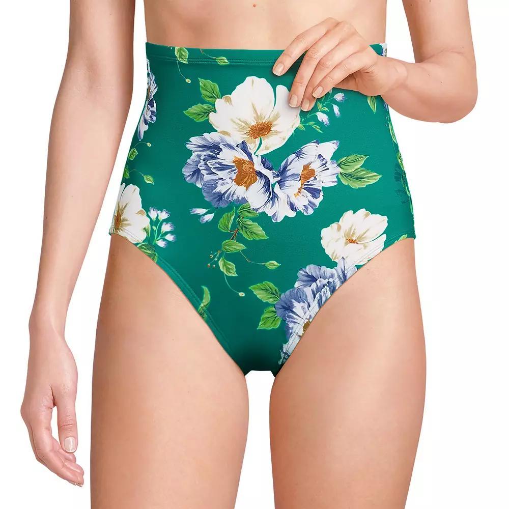Women's Lands' End Slender Suit Ultra High Waisted Bikini Bottoms, Size: 6, Blue Mini Stripe Product Image