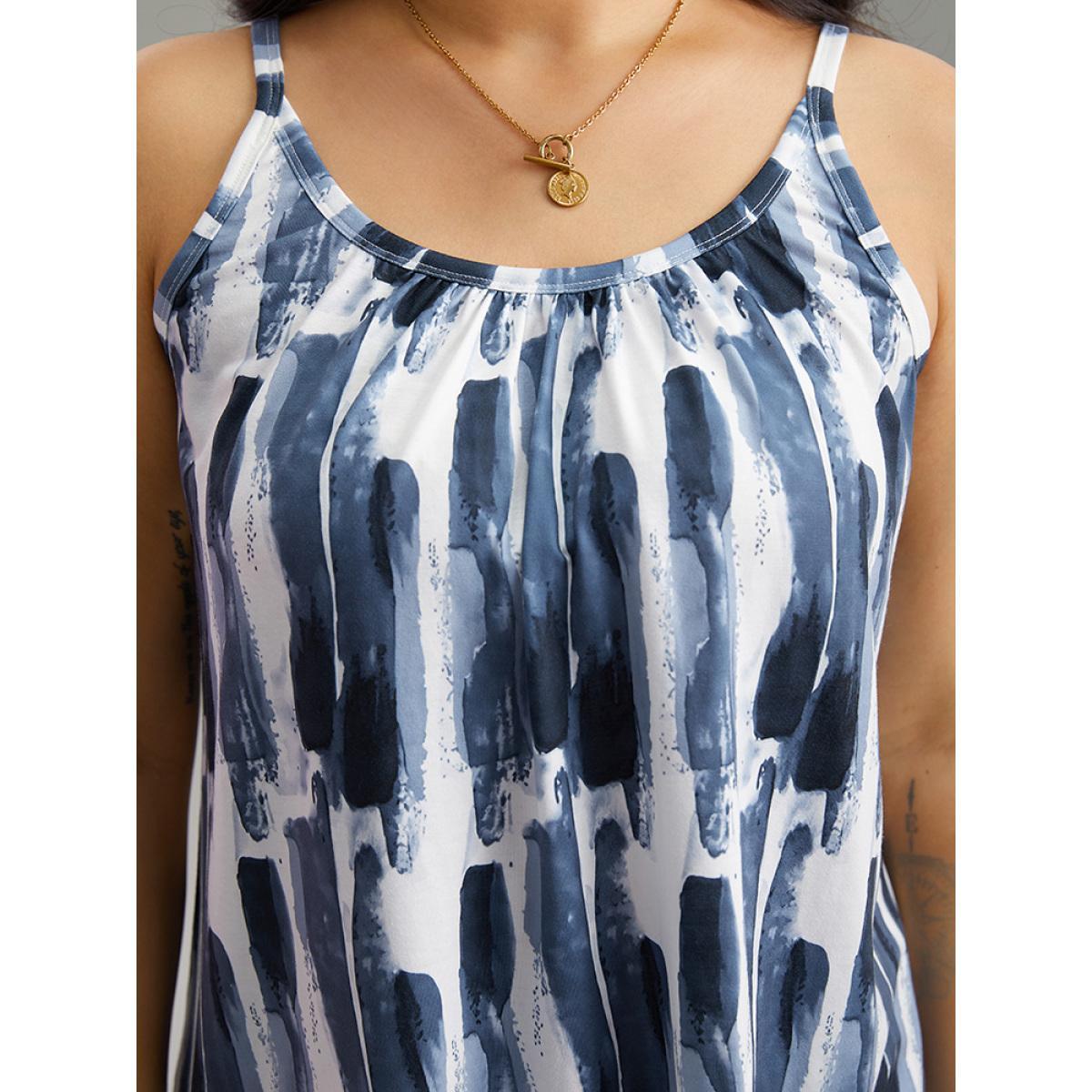 Plus Size Colorblock Brush Print Cami Top Women Multicolor Casual Printed Spaghetti Strap Everyday Tank Tops Camis BloomChic 12/L Product Image