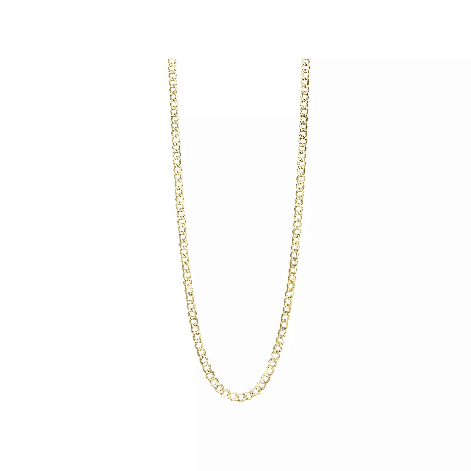 Jordan Blue Mens 10k Gold 4.4 mm Curb Chain Necklace Product Image