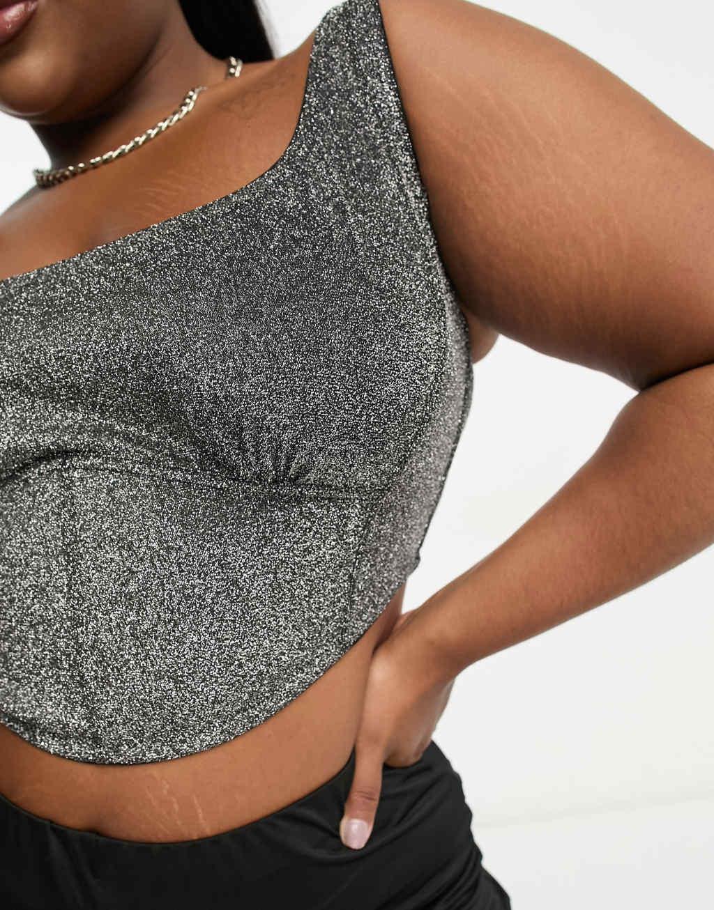 ASOS DESIGN Curve Freyja metallic corset Product Image