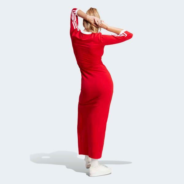 adidas Adicolor Classics 3-Stripes Maxi Dress Light Orchid 2XS Womens Product Image