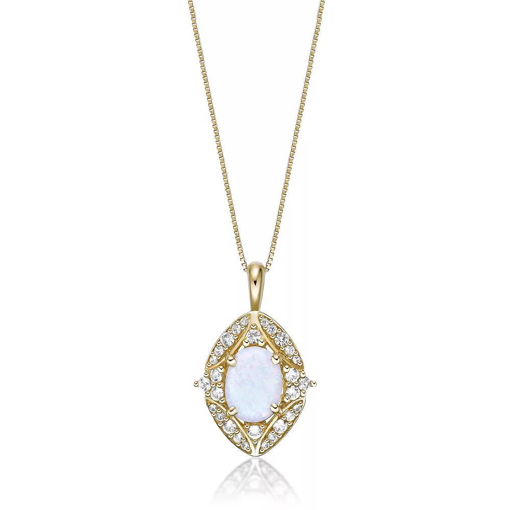 Gemminded 2 Micron Lab-Created Opal & Lab-Created White Sapphire Pendant Necklace, Women's, Size: 18" Product Image