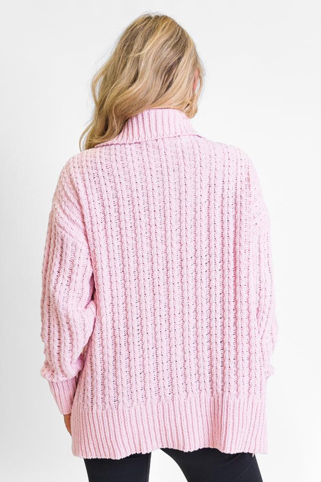 Forever Yours Pink Cable Knit Chenille Quarter Zip Sweater FINAL SALE Product Image
