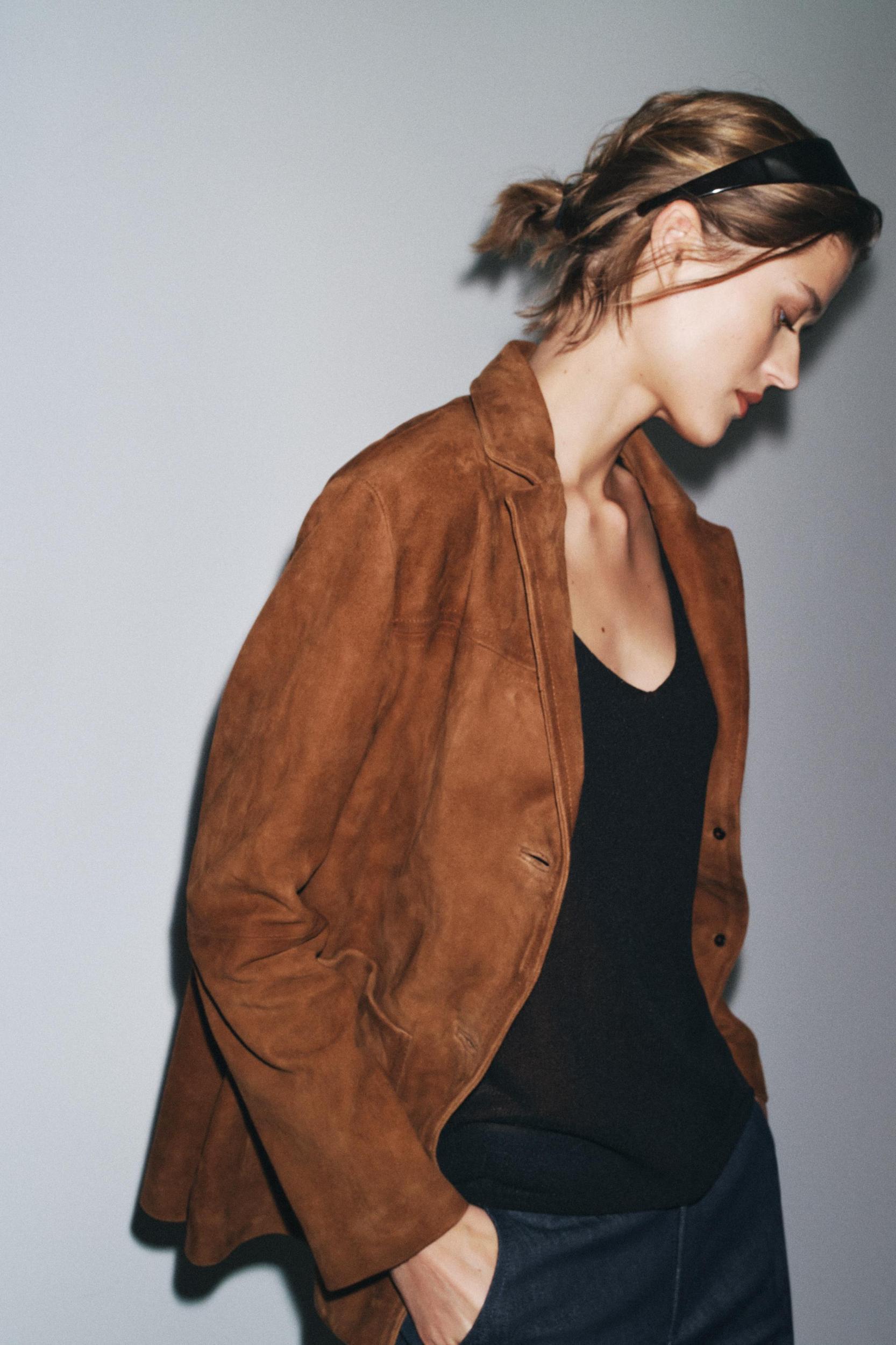 100% SUEDE OVERSIZE BLAZER ZW COLLECTION LIMITED EDITION Product Image