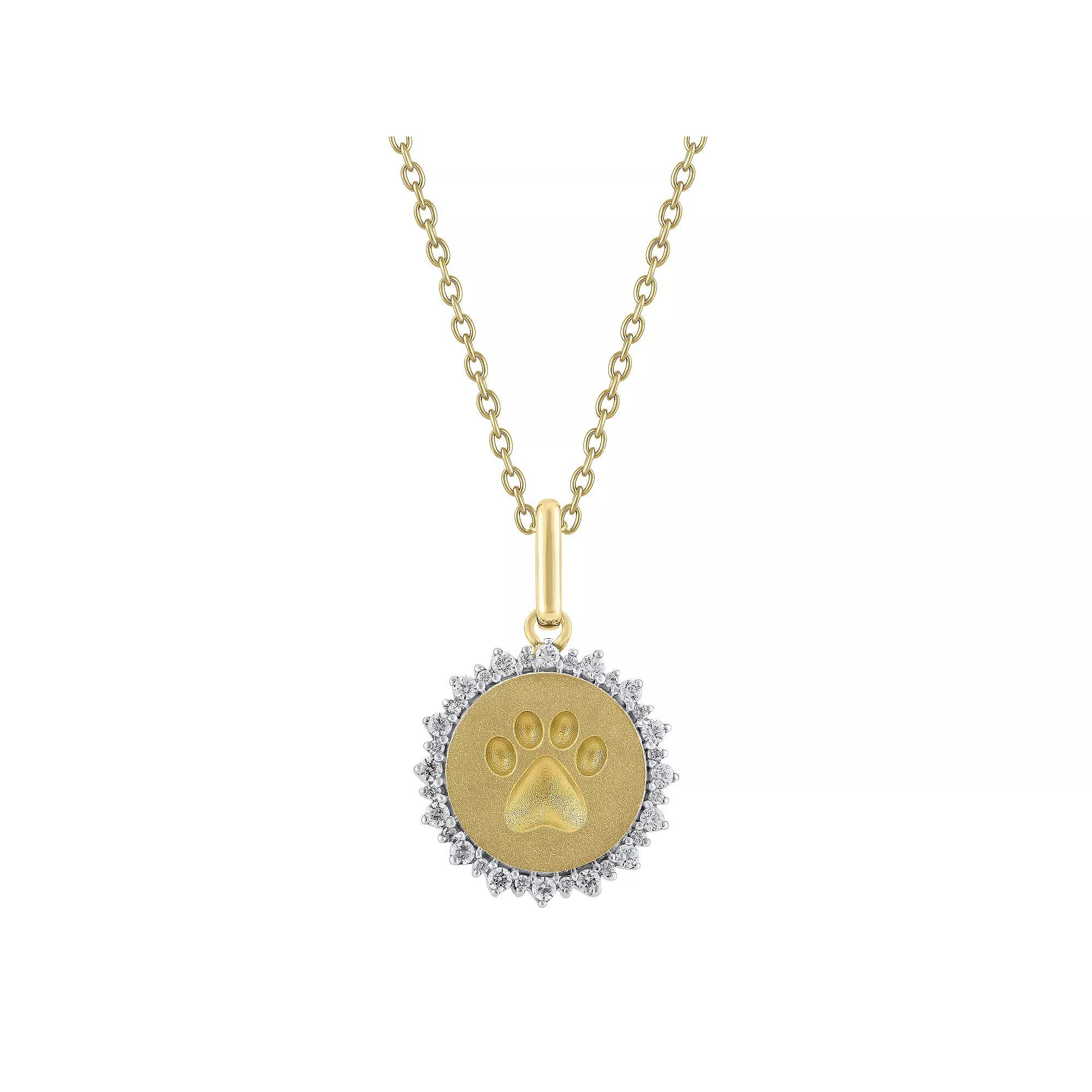 Royal Aura Sterling Silver 1/4 Carat T.W. Diamond Medalion Paw Pendant Necklace, Women's, Size: 18", Gold Tone Product Image