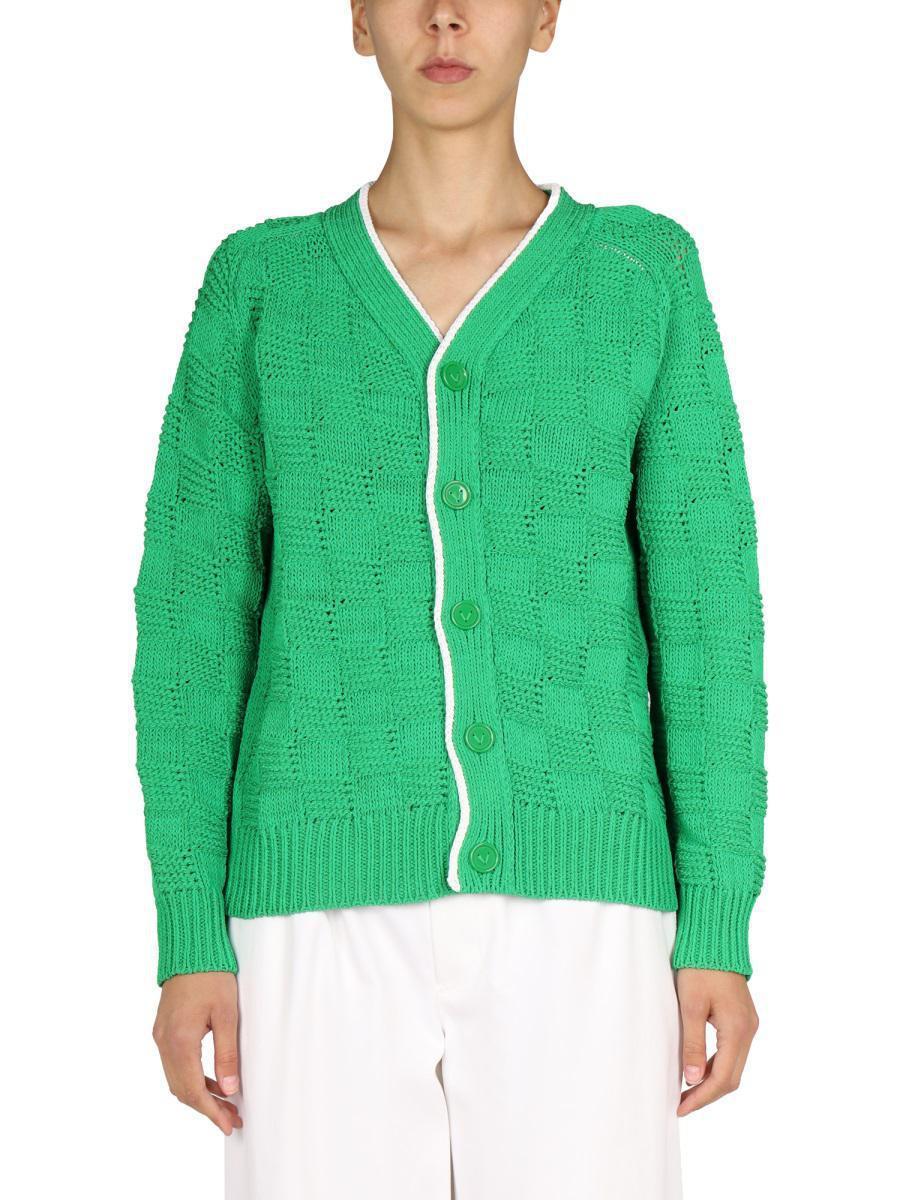 BOTTEGA VENETA Woven Pattern Cardigan In Green Product Image