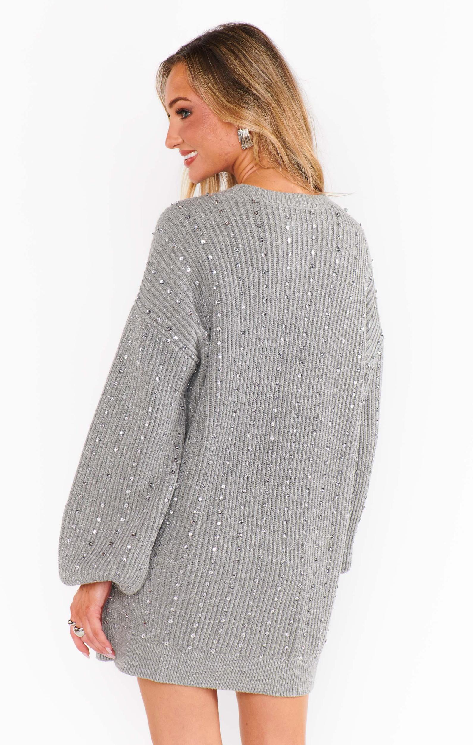 Social Sweater Dress ~ Silver Sequins Knit Product Image