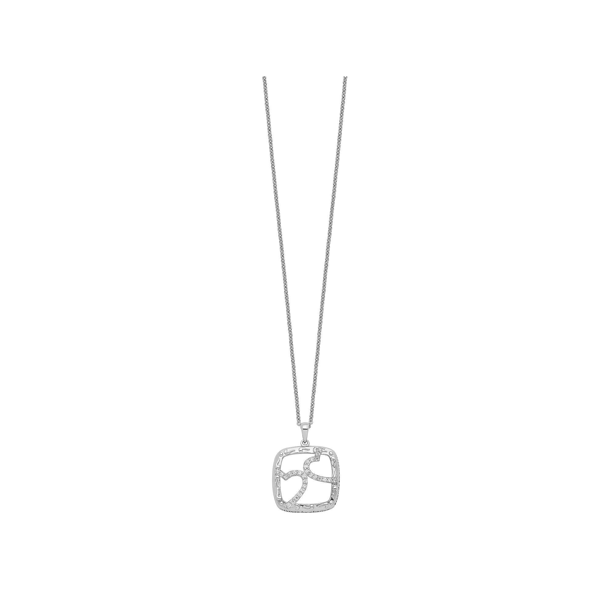 Sentimental Expressions Sterling Silver Antiqued Cubic Zirconia Sisters By Chance Hearts Necklace, Women's, Size: 18" Product Image
