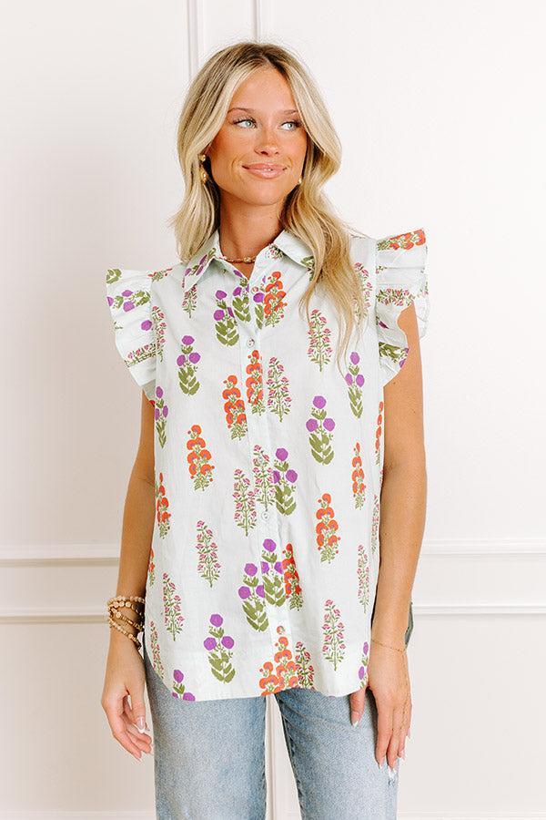 Picnic In The Garden Button Down Floral Top Product Image