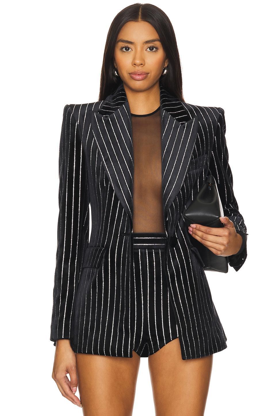 Crystal Velvet Single Breasted Fitted Blazer Alex Perry Product Image