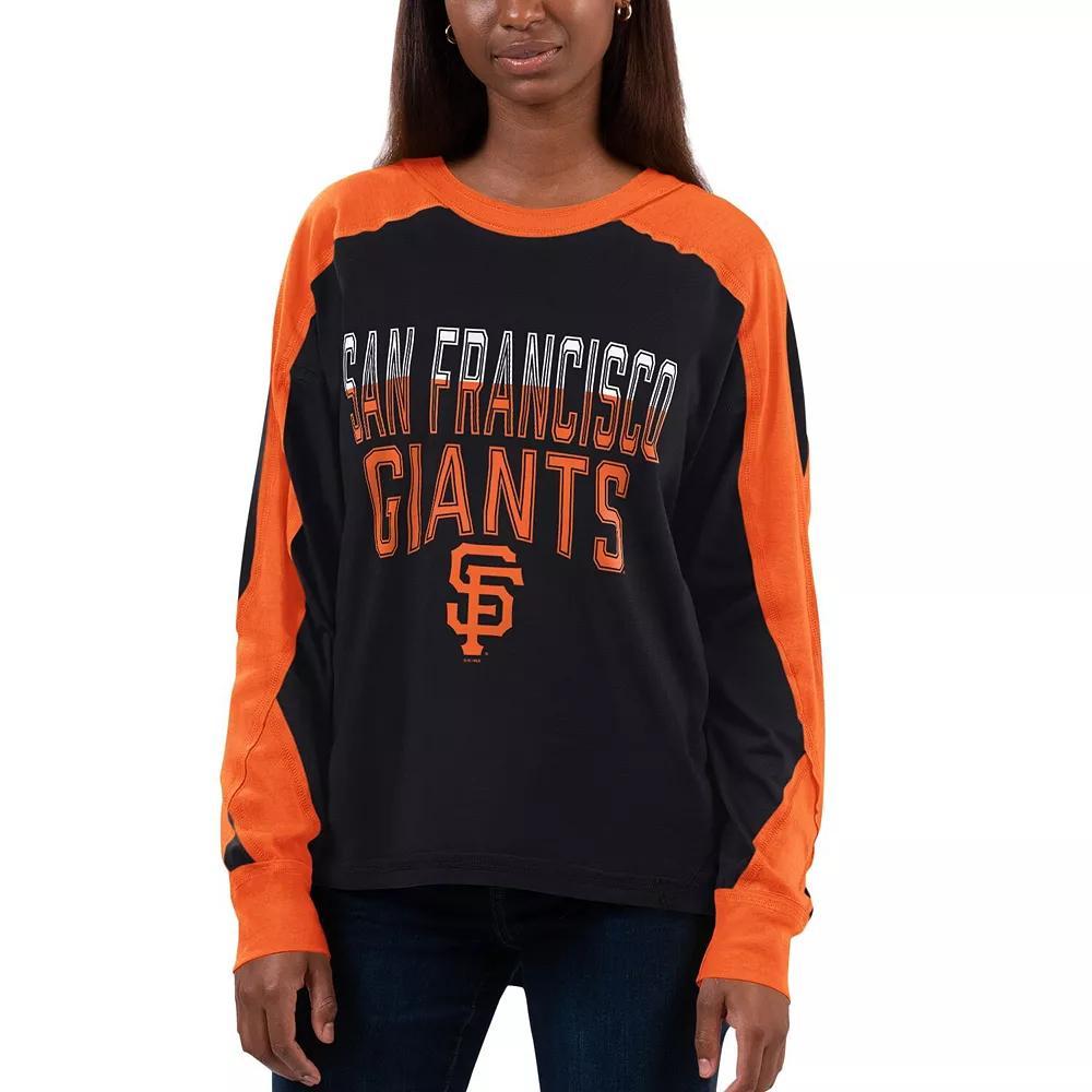 Women's G-III 4Her by Carl Banks Black/Orange San Francisco Giants Smash Raglan Long Sleeve T-Shirt, Size: Medium Product Image