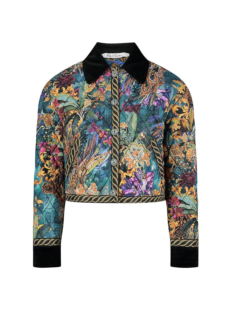 Womens Jessa Floral Quilted Cropped Jacket Product Image