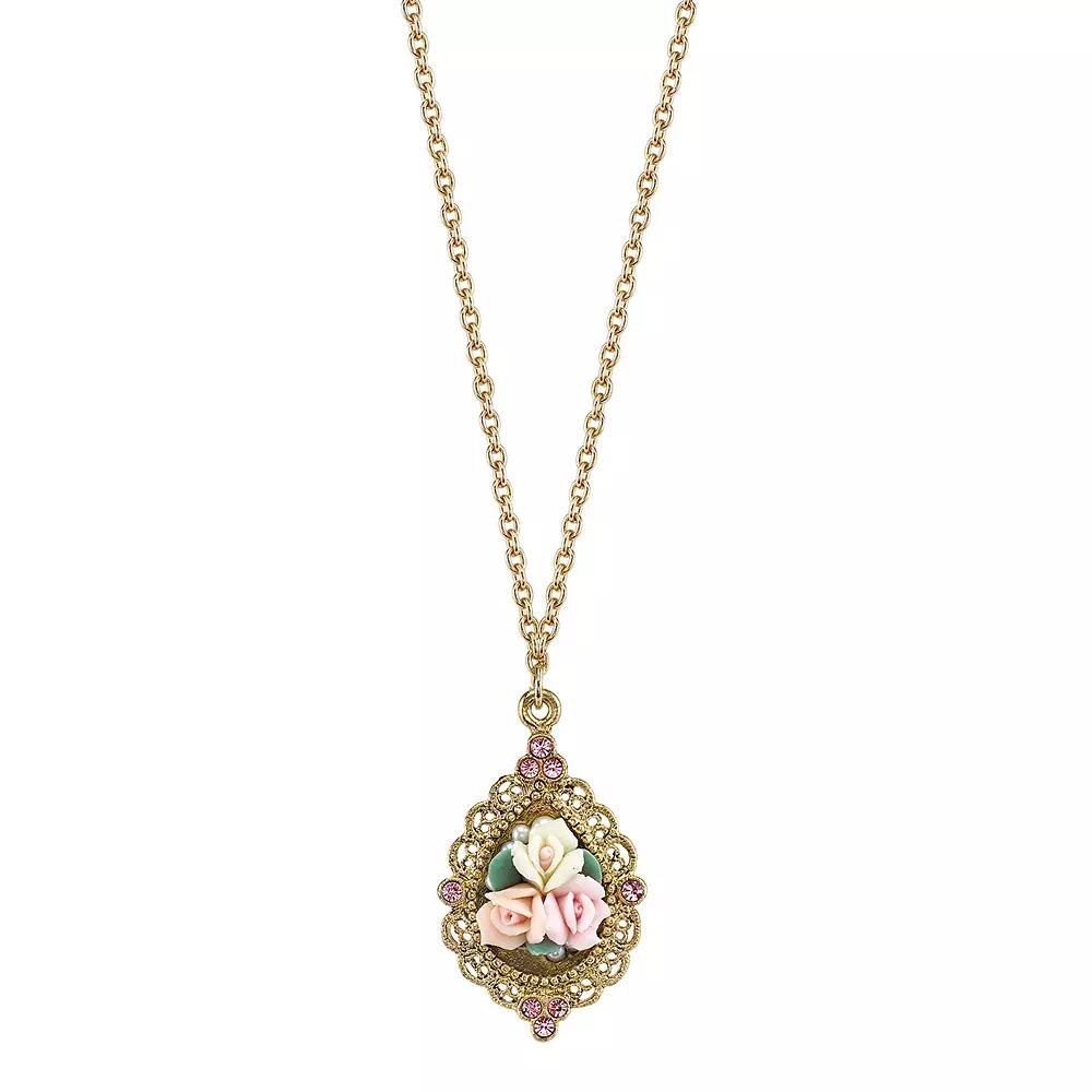 1928 Rose Teardrop Necklace, Womens Multicolor Product Image