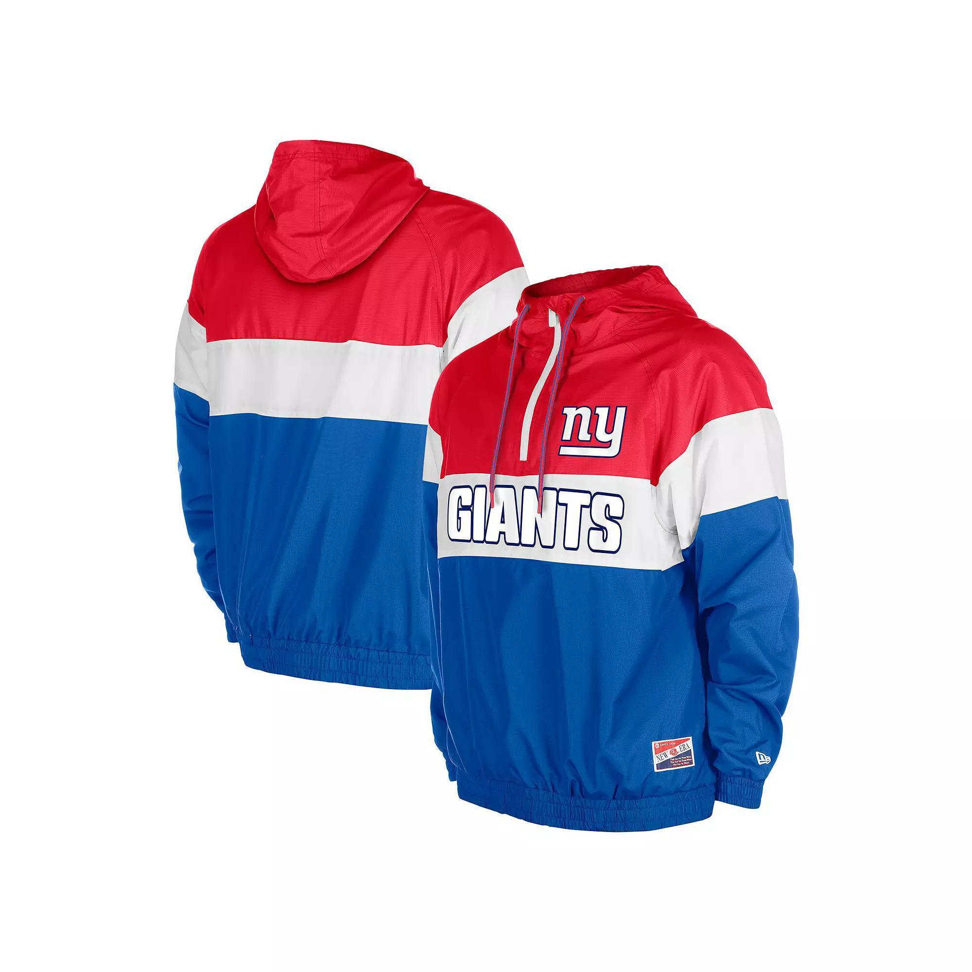 Men's New Era Royal New York Giants 3rd Down Raglan Quarter-Zip Windbreaker Jacket, Size: Medium, Blue Product Image