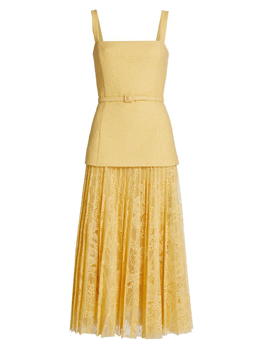 Womens Tweed Lace Midi-Dress Product Image