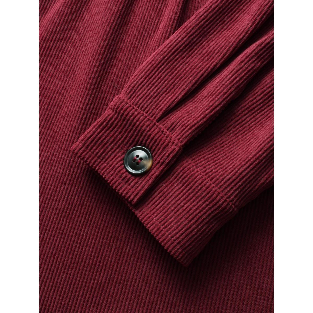 Plus Size Corduroy Collared Flap Detail Jacket Women Scarlet Gathered Everyday Jackets BloomChic 12/L Product Image