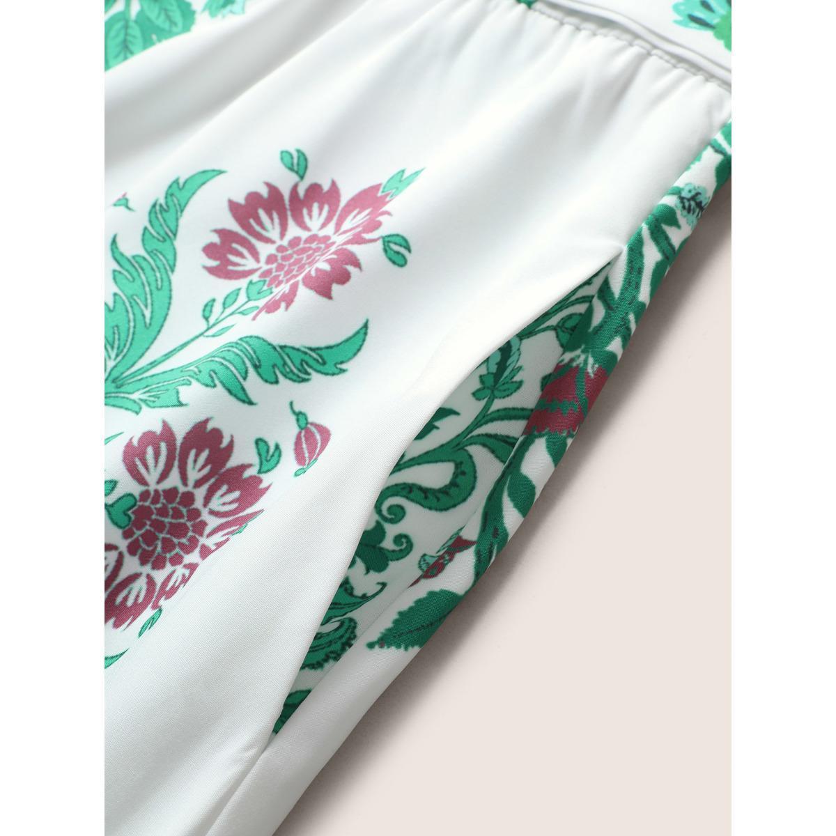 Plus Size Bandana Print Belted Sleeveless Maxi Dress Malachitegreen Women Resort Belted Round Neck Sleeveless Curvy BloomChic 28/5X Product Image