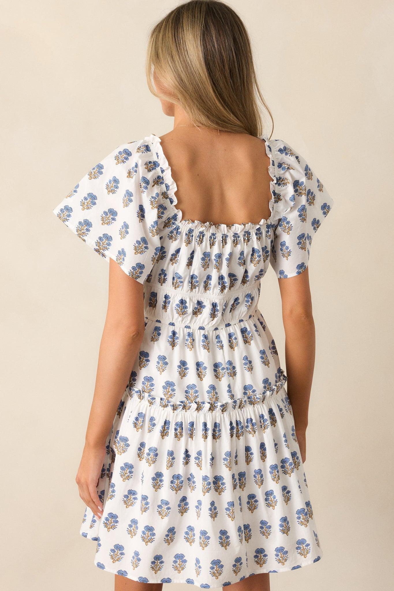 Dancing With Joy Cotton Ivory Floral Mini Dress Product Image