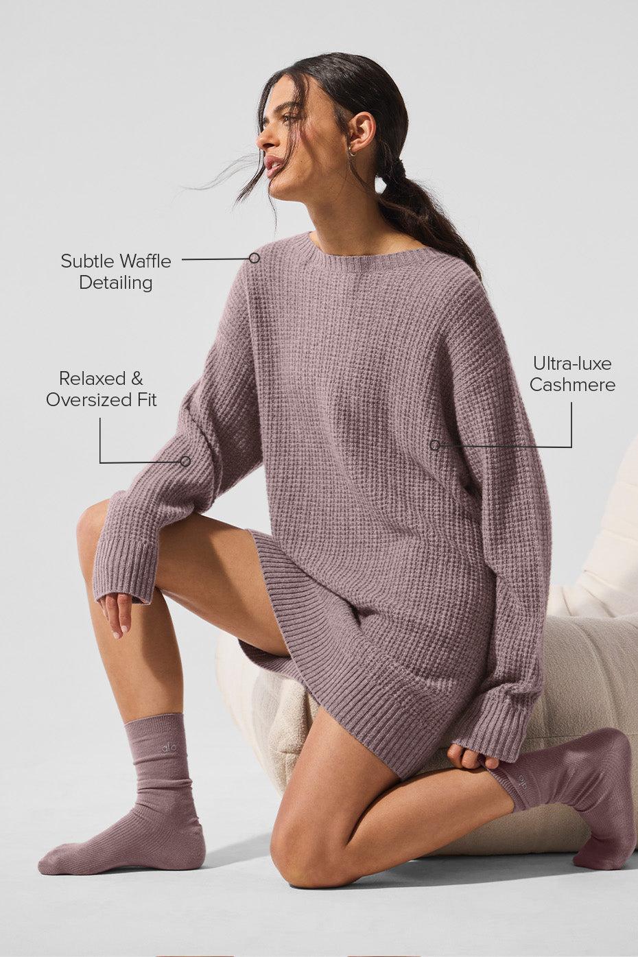 Cashmere Plush Waffle Dress - Mushroom Heather Product Image