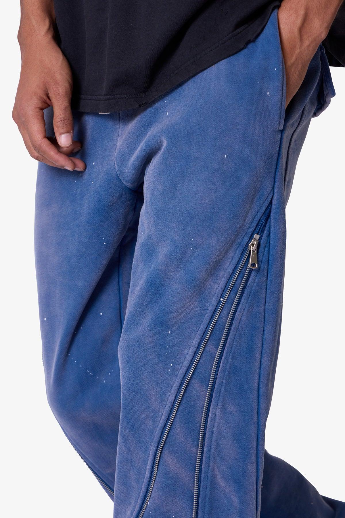Zipper Flare Sweatpants - Blue Product Image