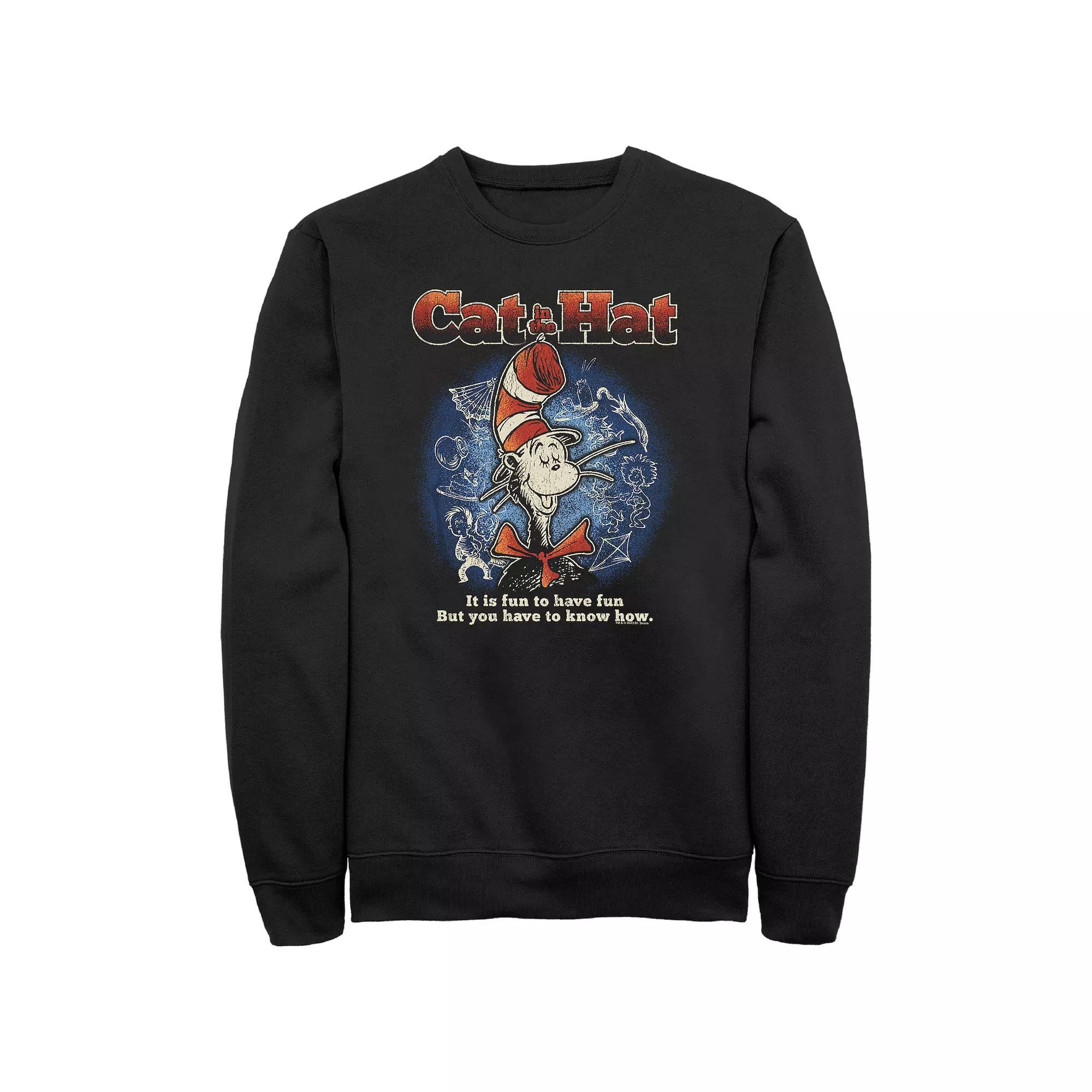 Men's Dr. Seuss The Cat In The Hat It Is Fun To Have Fun Graphic Fleece, Size: Medium, Black Product Image