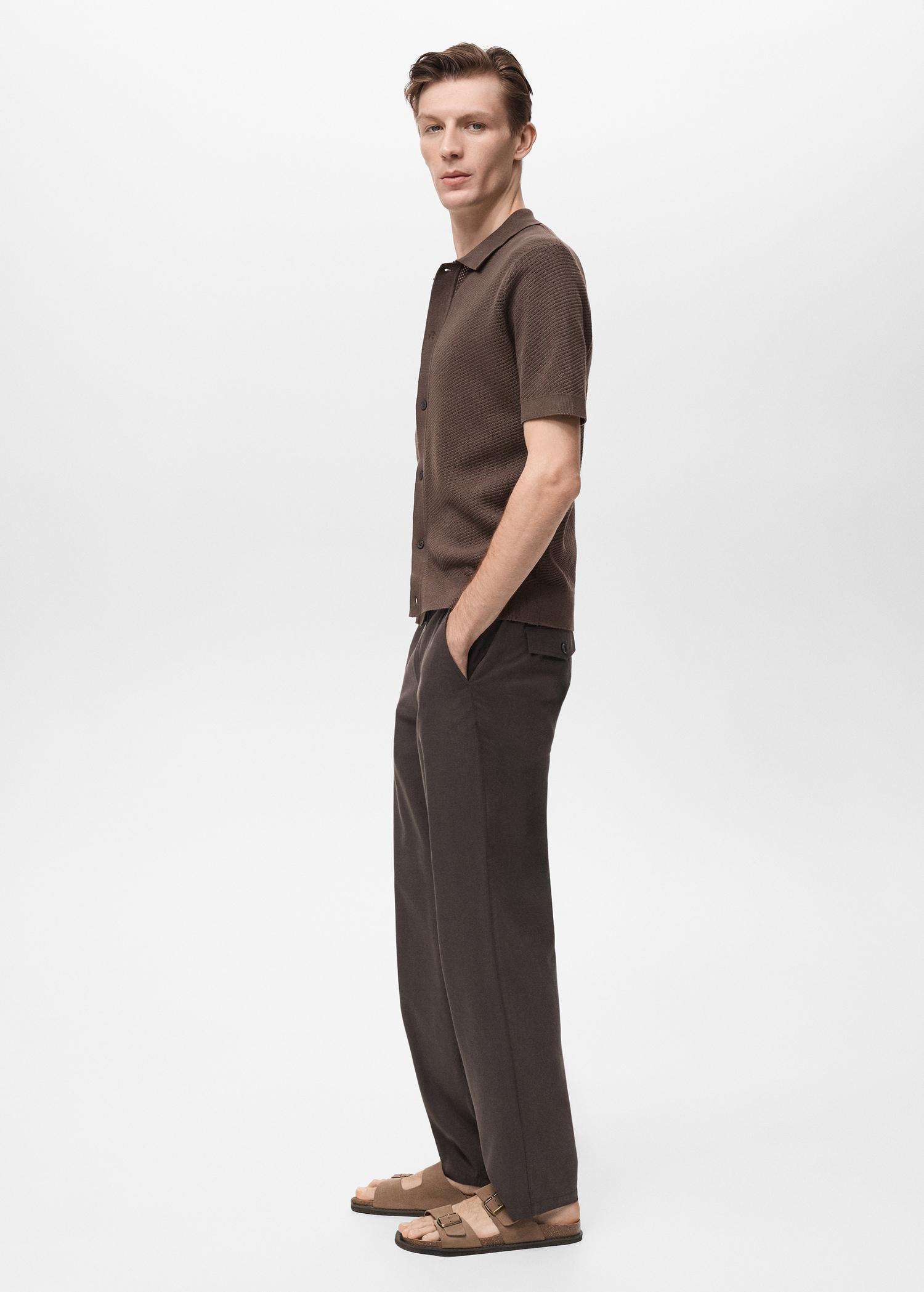 Openwork knitted structured shirt - Men | MANGO USA Product Image