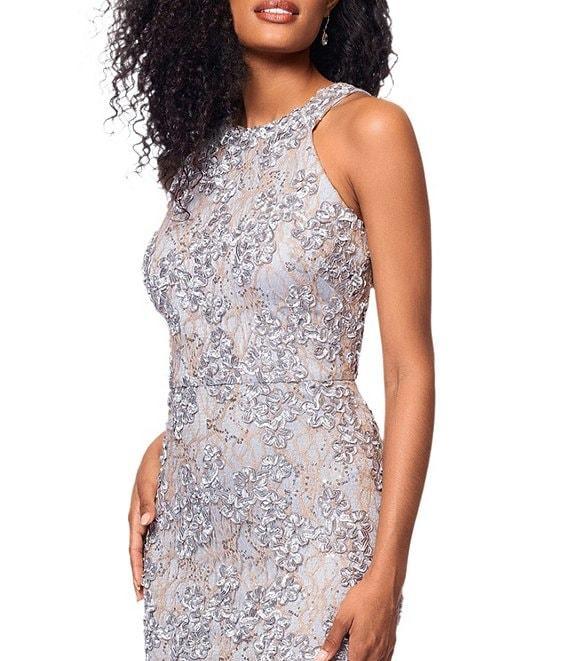 Xscape Soutache Lace Halter Neck Sleeveless Sheath Gown Product Image