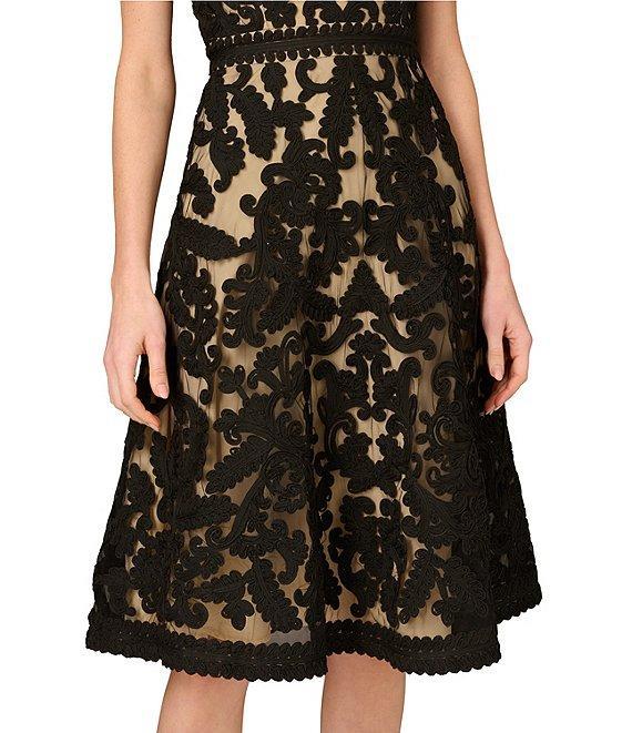 Aidan Mattox Sweetheart Neck Embroidered A-Line Midi Dress Product Image