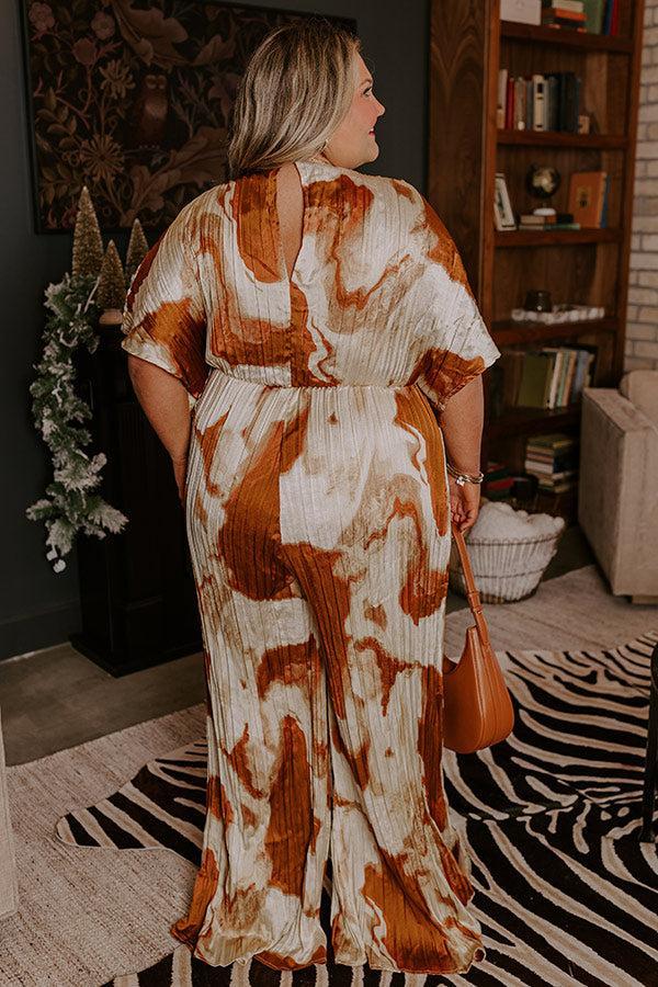 Miami Date Night Pleated Jumpsuit in Brown Curves Product Image