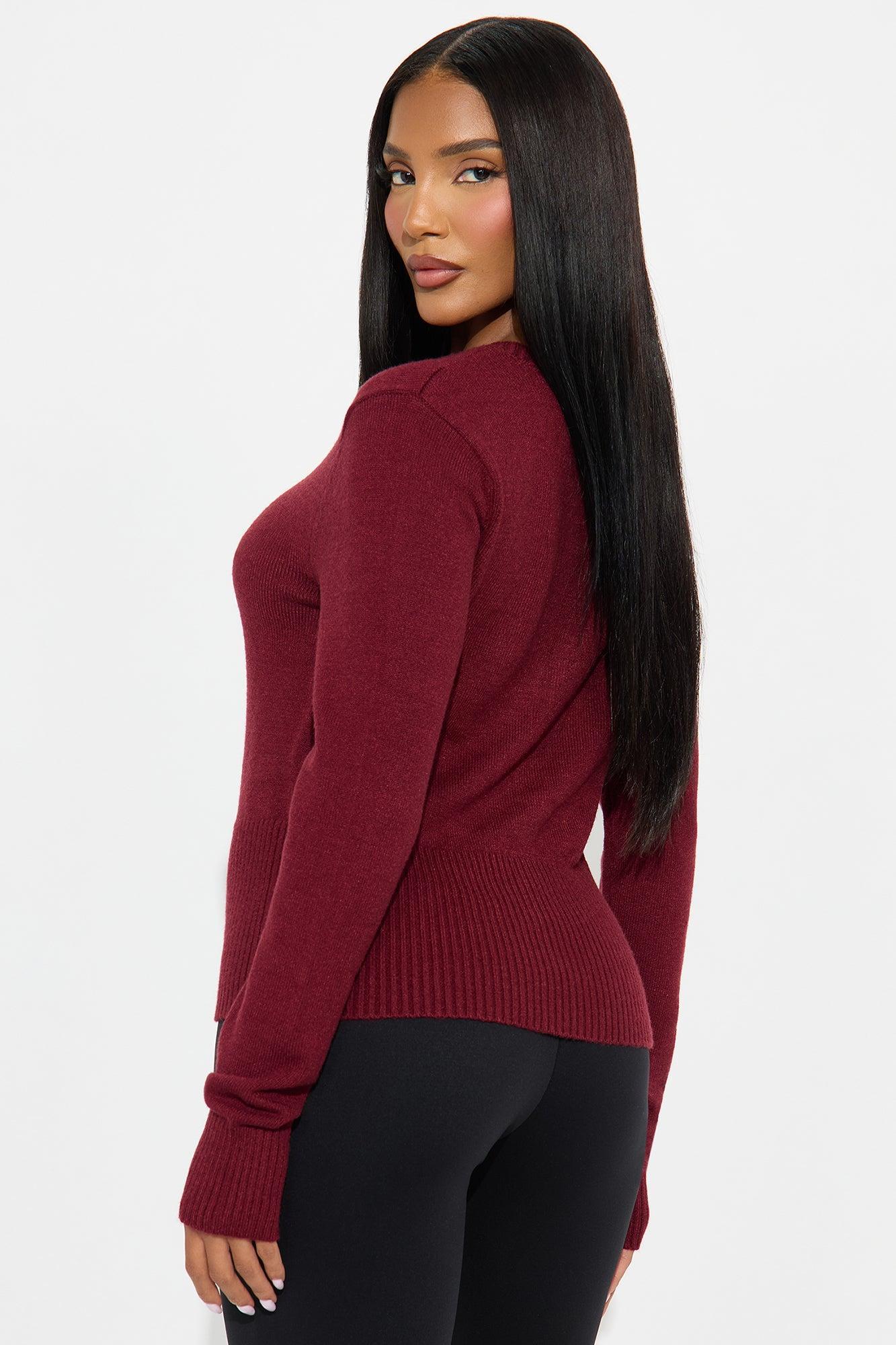 Miss Me Everyday Cardigan - Burgundy Product Image