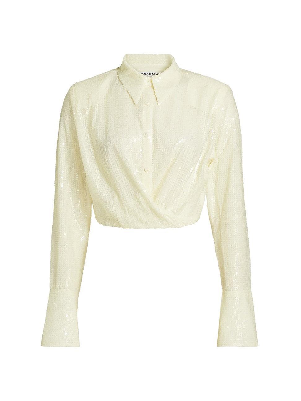 Womens Tylan Sequined Crop Shirt Product Image