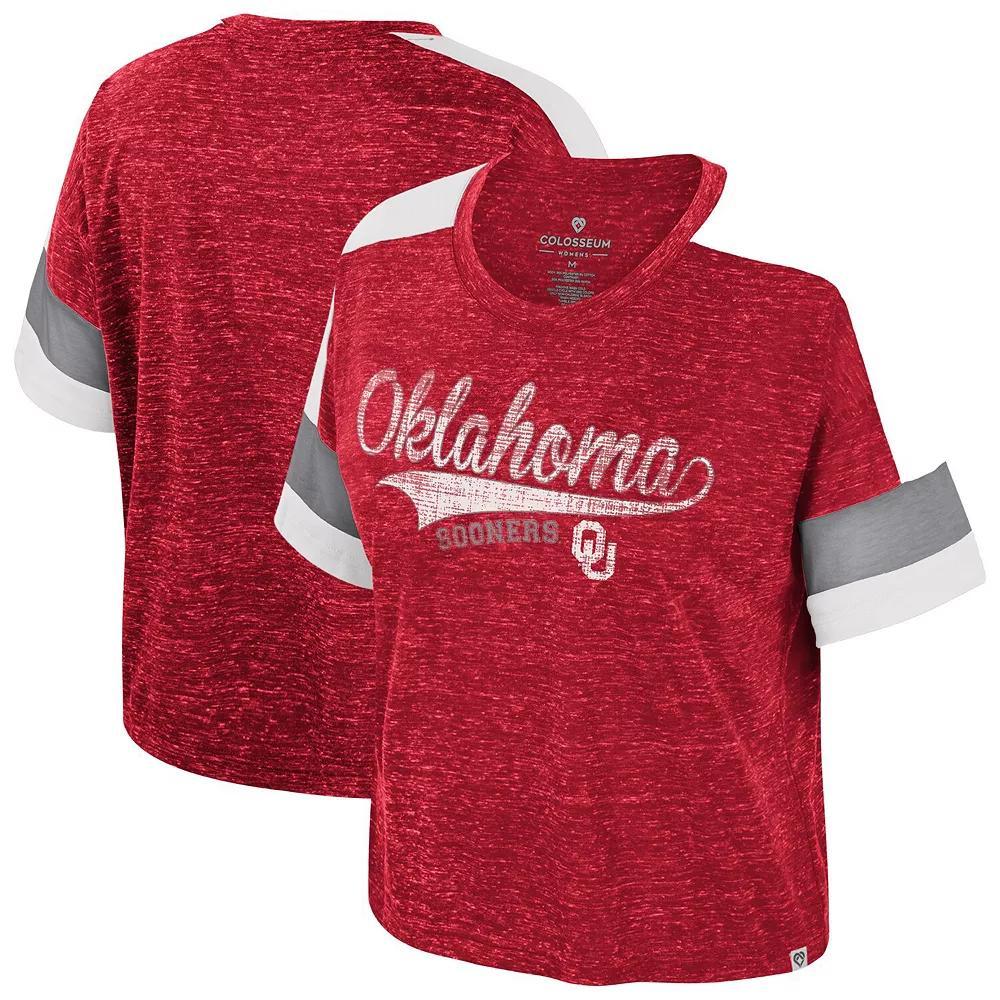 Women's Colosseum Crimson Oklahoma Sooners Color Block Scoop Neck T-Shirt, Size: Medium, Red Product Image