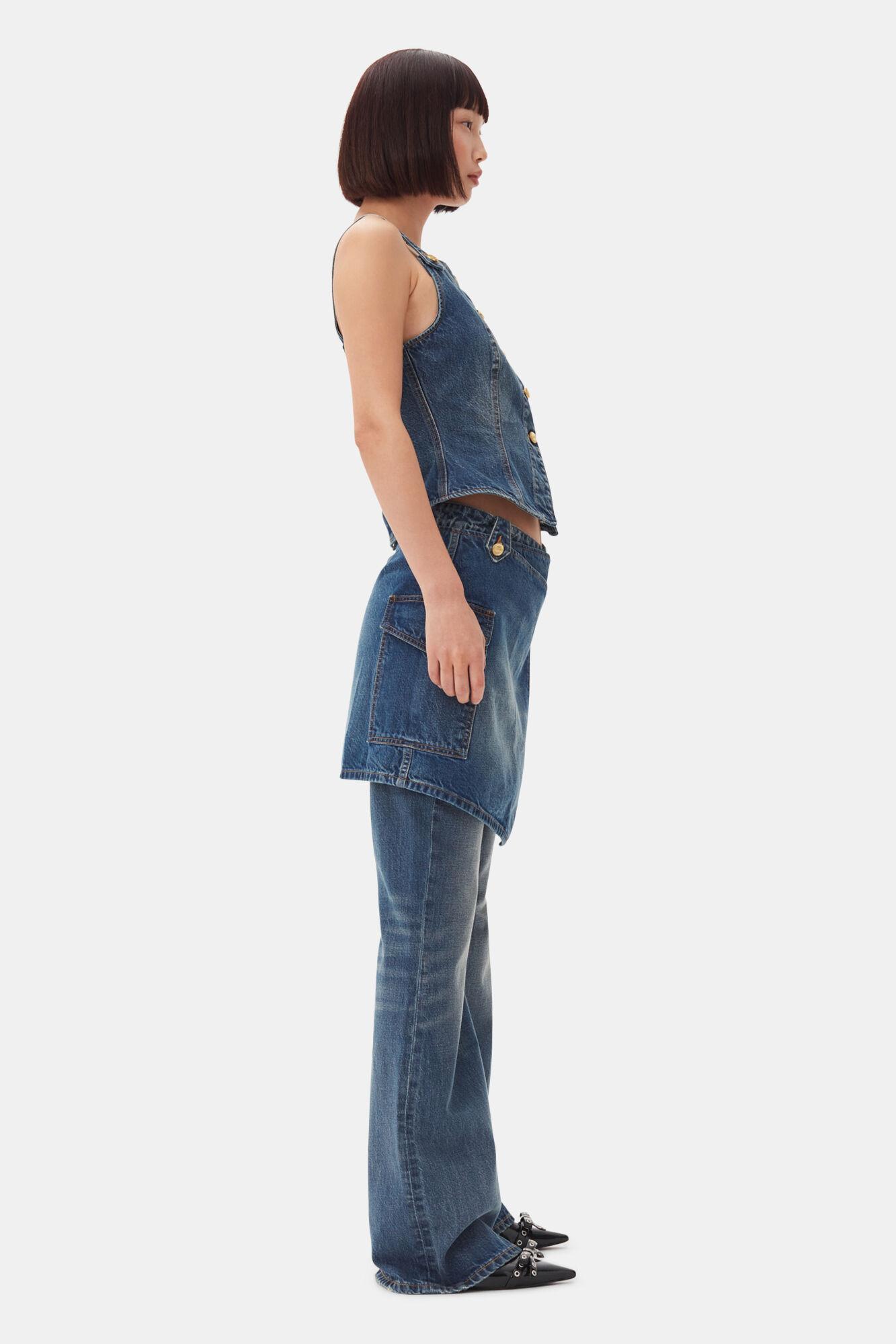 Dark Blue Heavy Washed Denim Top Product Image