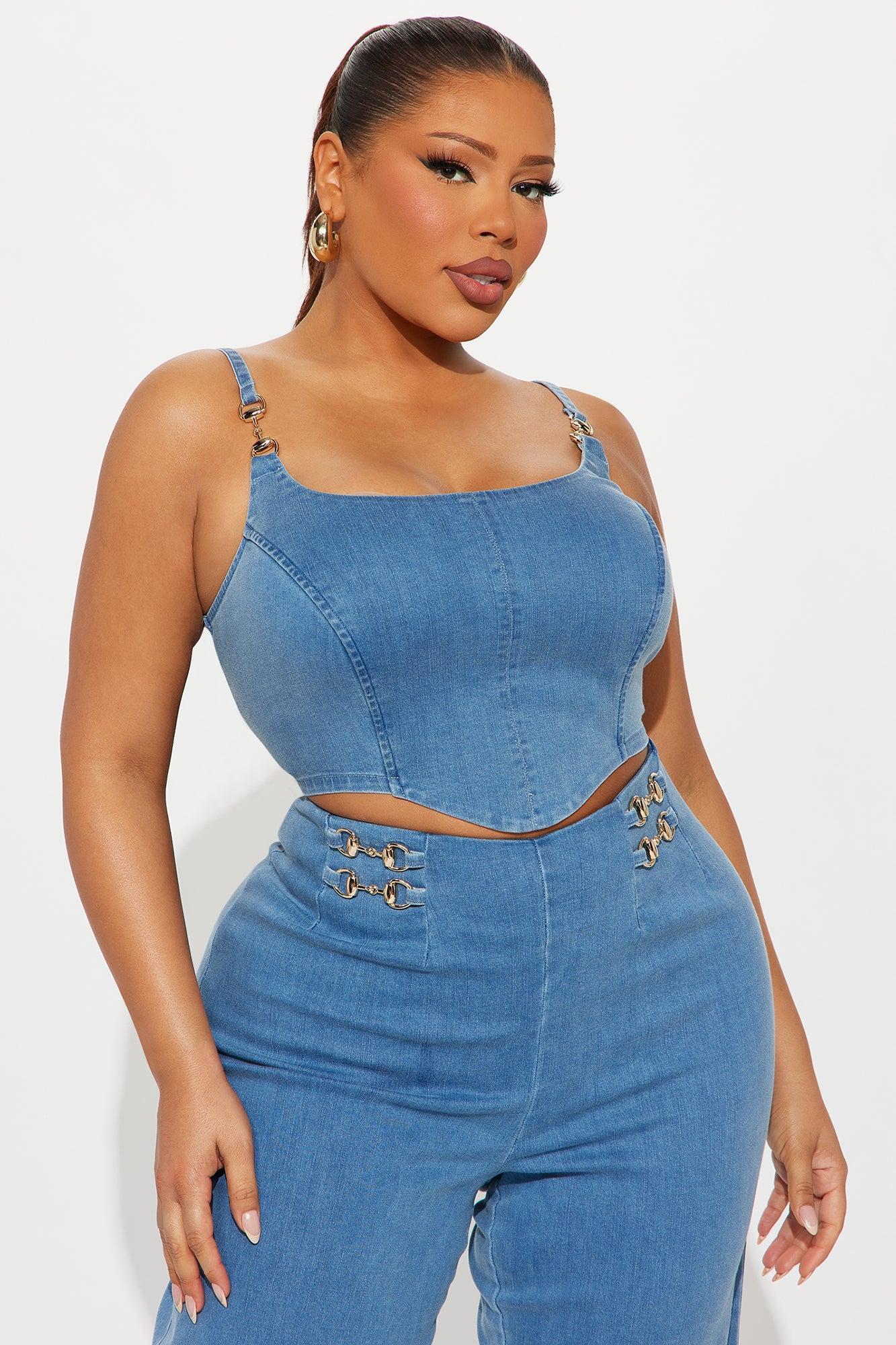Slay The Day Denim Pant Set - Medium Wash Product Image