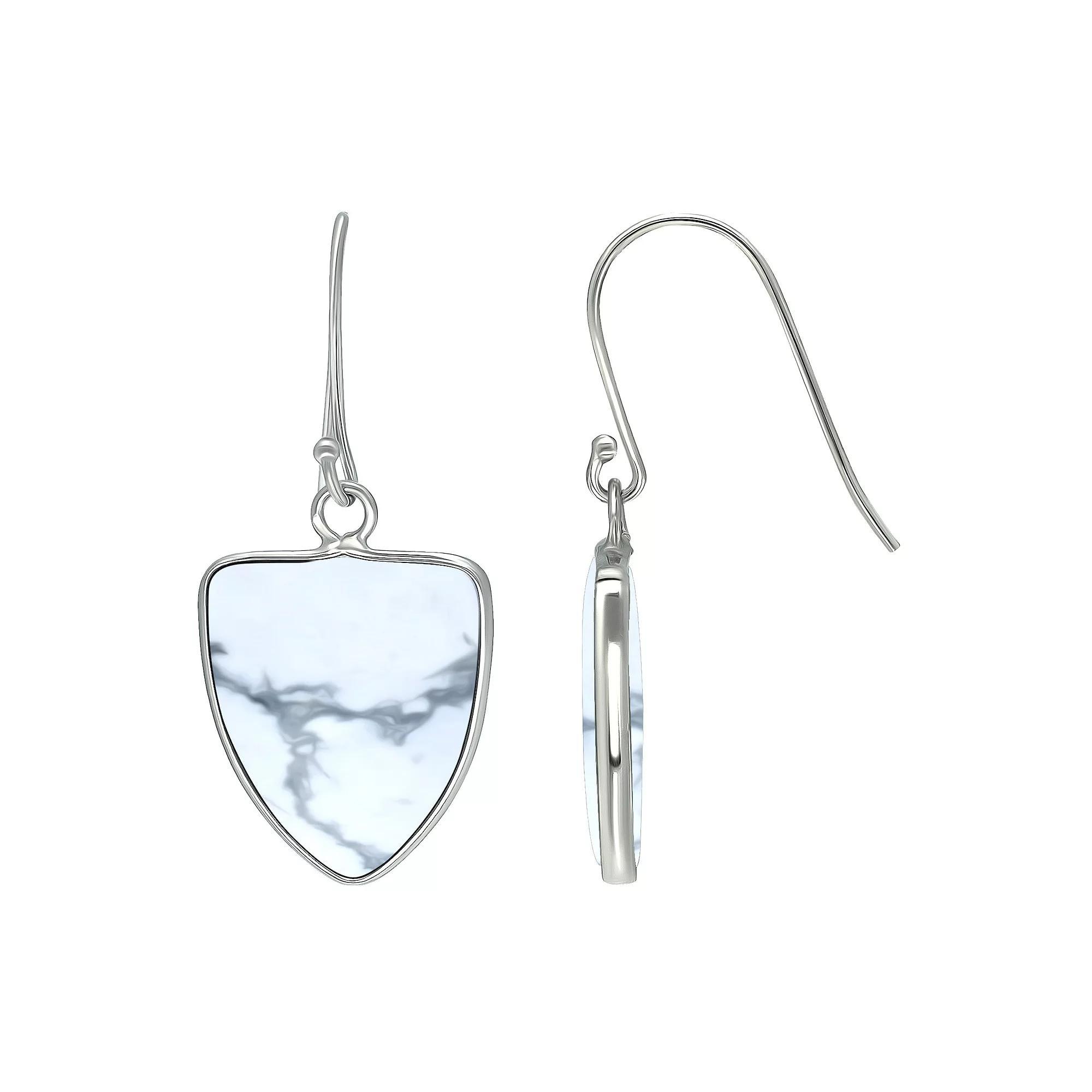 Aleure Precioso Sterling Silver Triangle Shaped Gemstone Drop Earrings, Women's, White Product Image