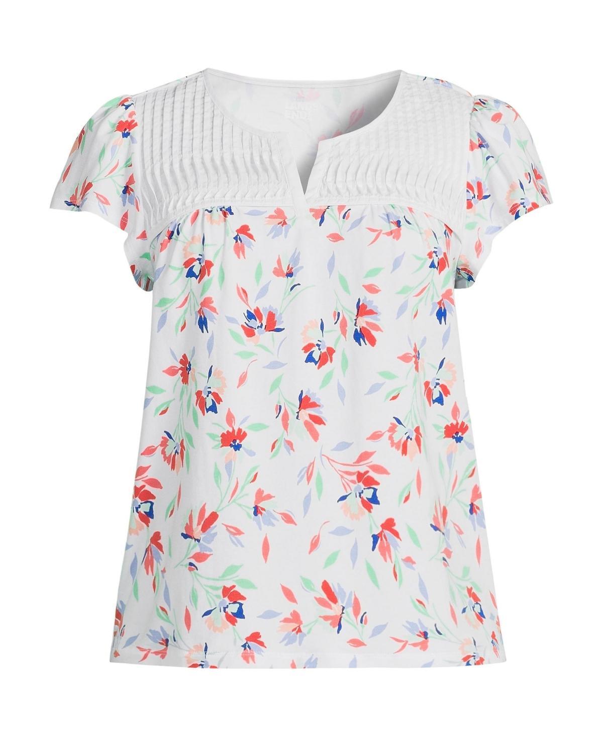 Women's Lands' End Lightweight Jersey Top, Size: Large, White Purple Product Image
