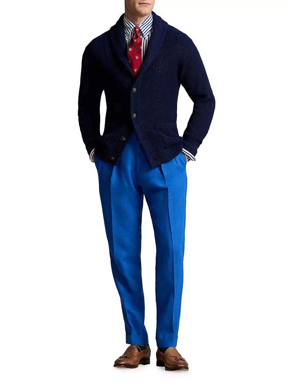 Mens Linen & Cotton-Blend Button-Front Cardigan Product Image