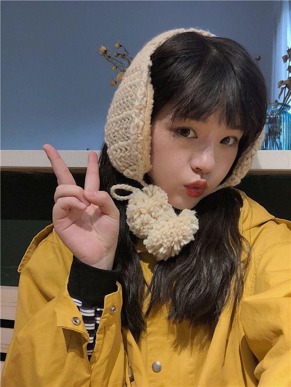 Pom Pom Knit Earmuffs Product Image