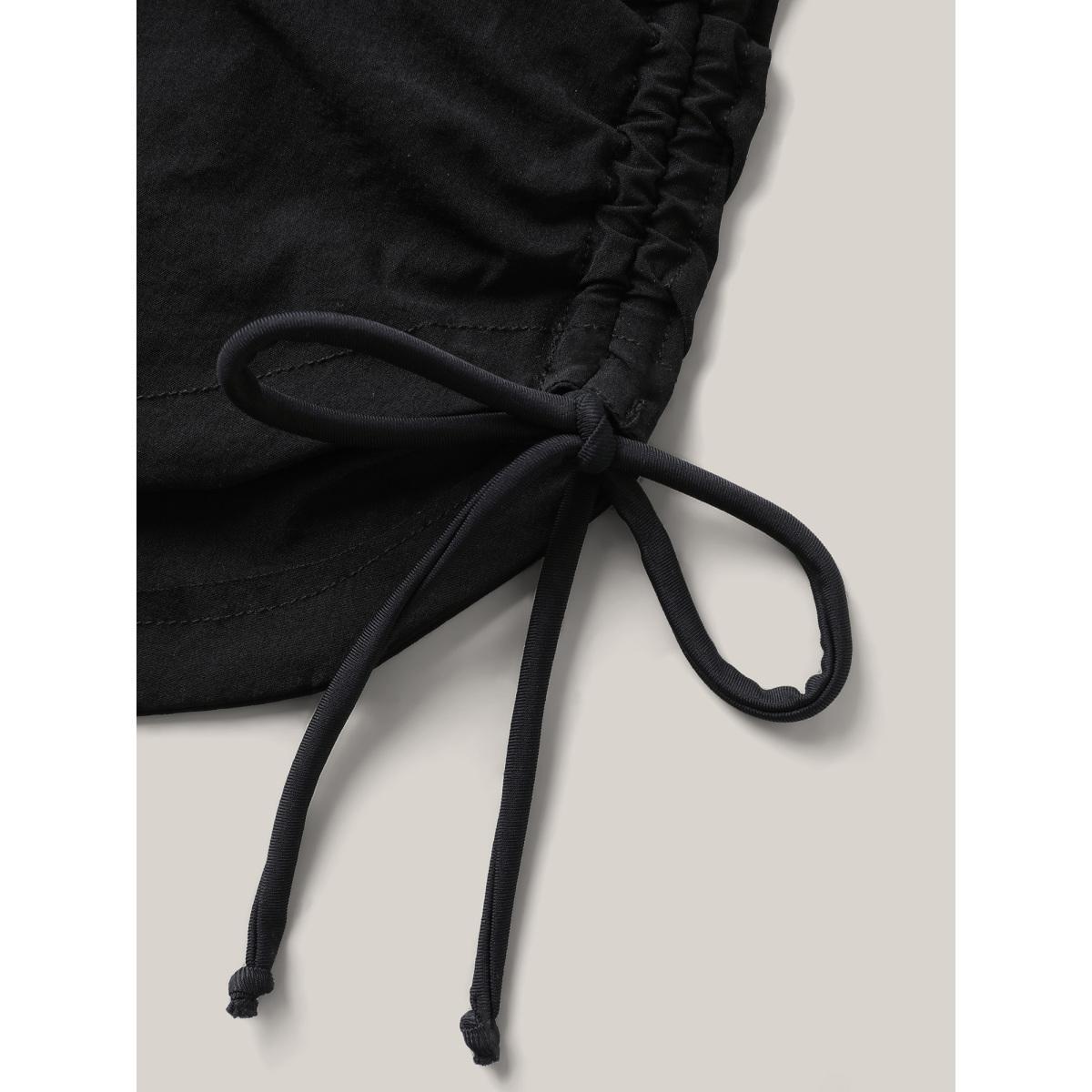 Plus Size Adjustable Side Drawstring Swim Bottoms Women's Swimwear Black Beach Drawstring High stretch Bodycon Mid Rise Curve Swim Bottoms BloomChic 22-24/3X Product Image