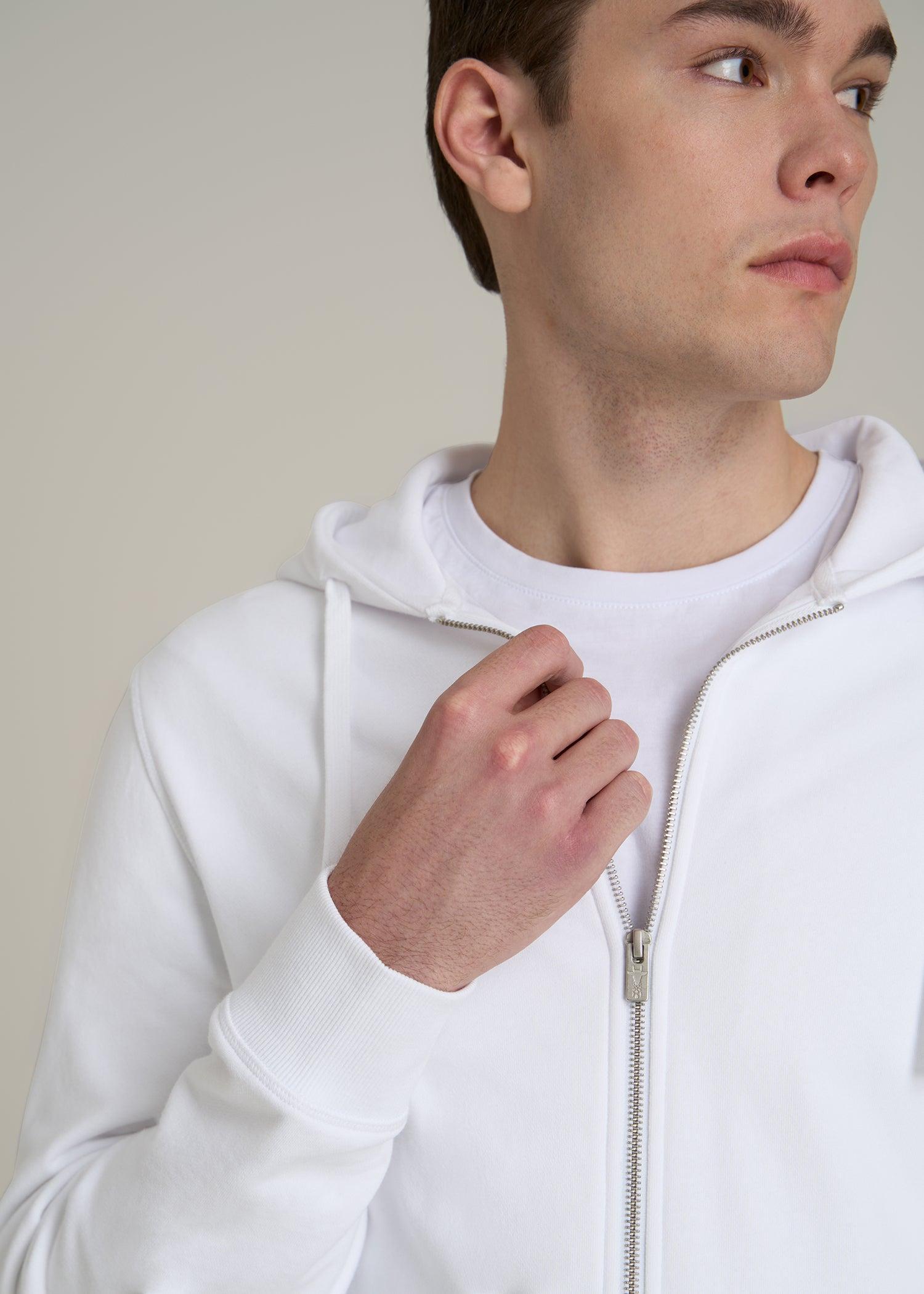 Wearever 2.0 French Terry Full-Zip Hoodie for Tall Men in White Product Image