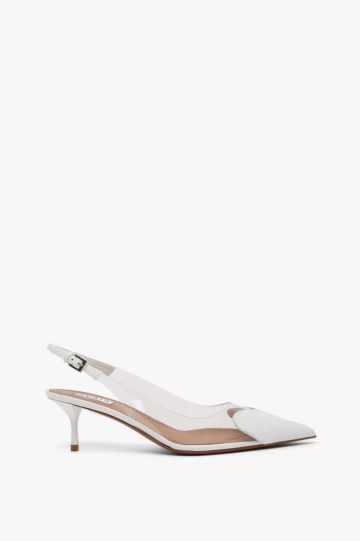 ALAÏA Azzedine Alaia Womens White Coeur 55 Patent-leather Heeled Slingbacks Product Image