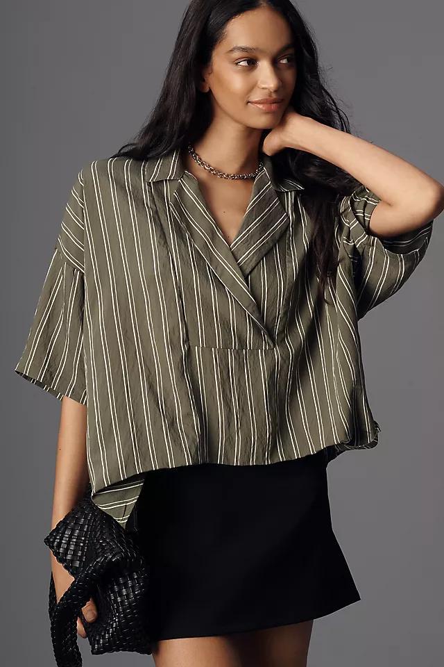 The Dylon Short-Sleeve Wide-Placket Top: Striped Edition Product Image