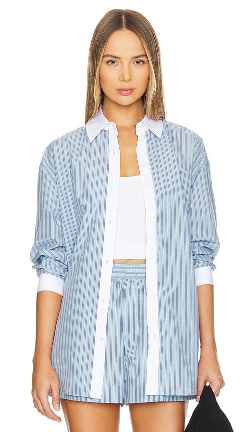 Lovers and Friends Alice Oversized Top in Sky Blue & White Product Image