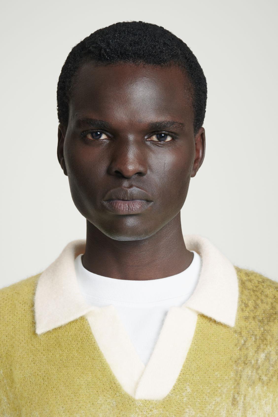 BRUSHED MOHAIR-BLEND POLO SWEATER Product Image