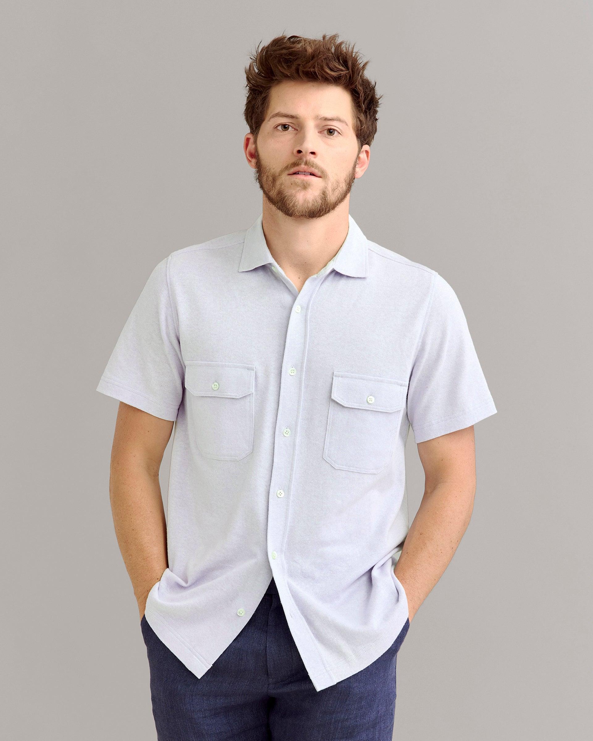 Short Sleeve Hemp Cotton Knit Shirt -  Product Image