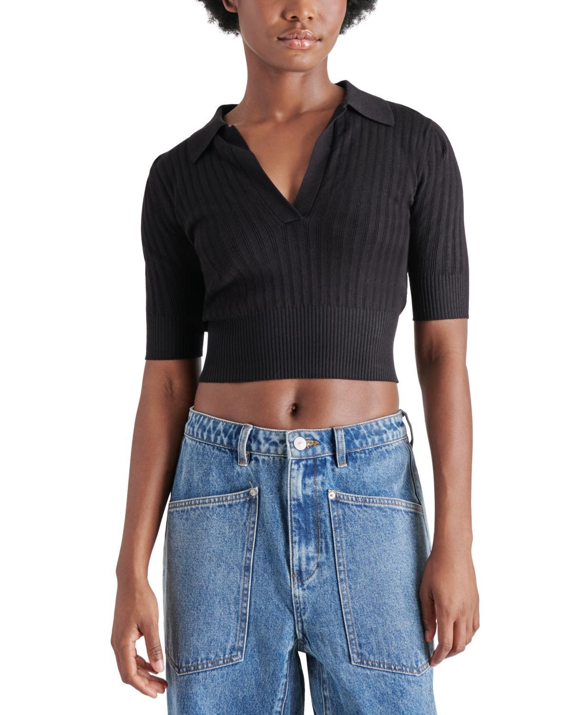 Steve Madden Womens Charlise Cropped Polo Sweater Product Image