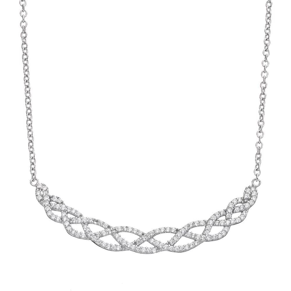 Sophie MillerCubic Zirconia Sterling Silver Woven Necklace, Womens White Product Image